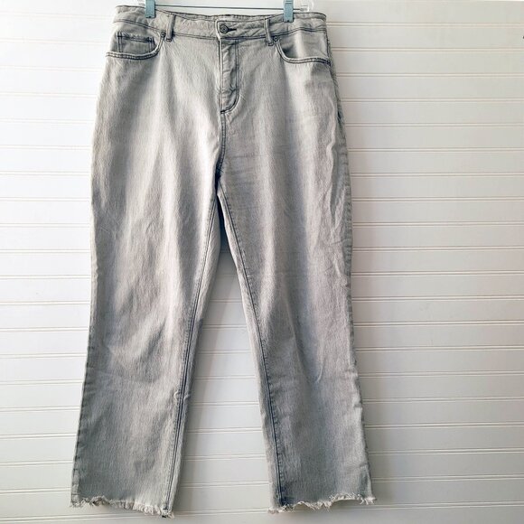 Loft Jeans Light Gray30/10 Curvy Straight Crop Raw Hems Mineral Wash Dyed - Picture 1 of 13